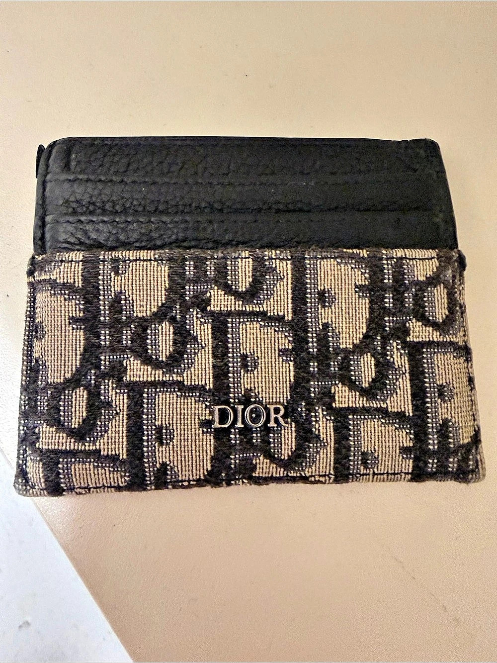 Dior Oblique Card Holder Wallet in Black & Brown